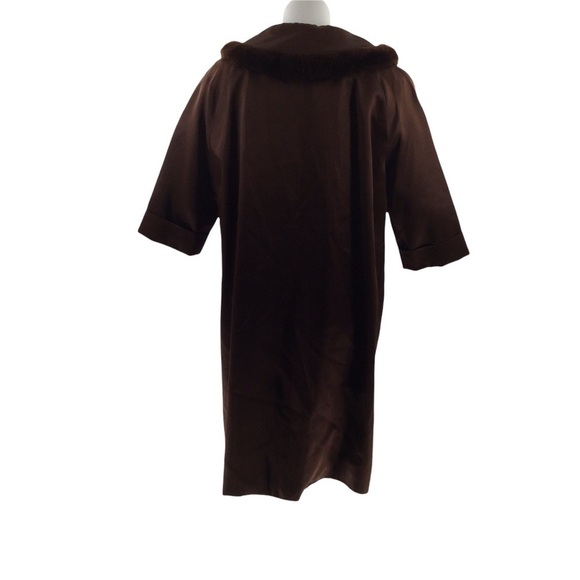 Vintage 1920s Art Deco Fur and Silk chocolate Brown Coat - Picture 2 of 16